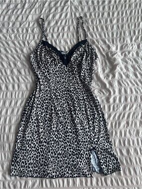 George Leopard Print w/ Lace Slip Mini Dress (S)